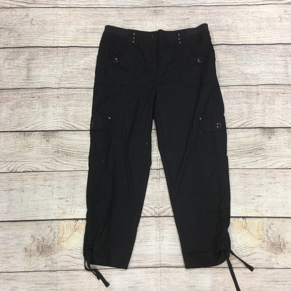 😍 NWT Chico's Black Cropped Cargo Pants Size 0.5 Small 6